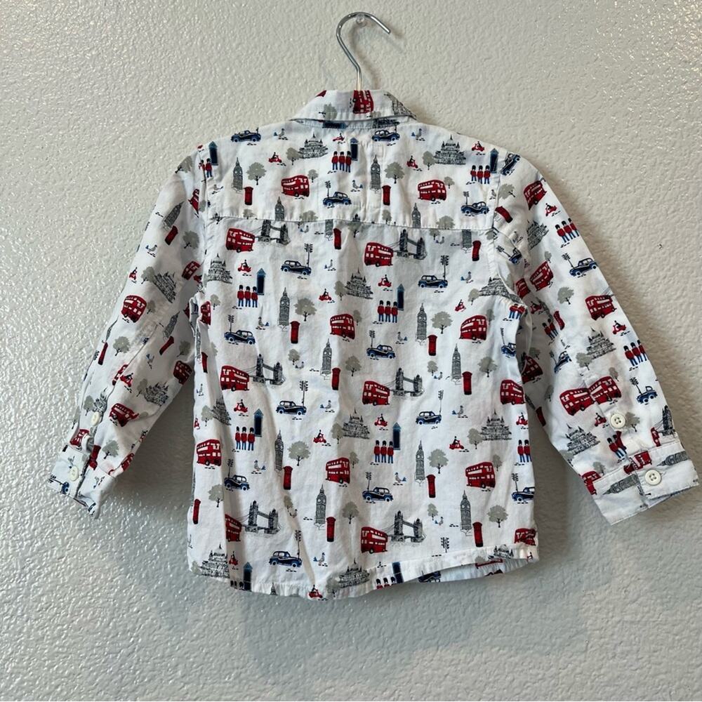 Monsoon Notting Hill W.11 London Printed Shirt White Long Sleeve button up - Picture 2 of 5